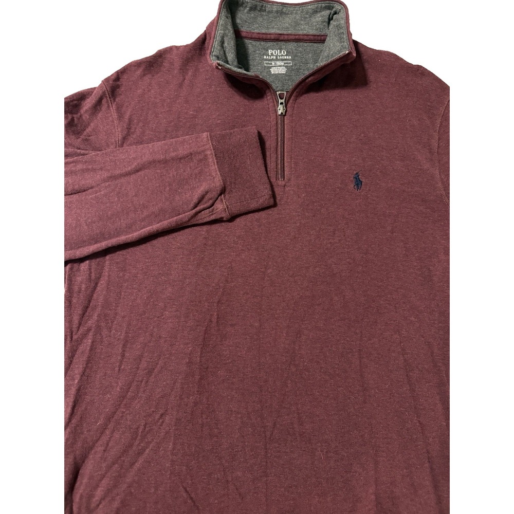 Polo Ralph Lauren 1/4 Zip Pullover Men Medium Maroon Preppy Pony Classic Sweater